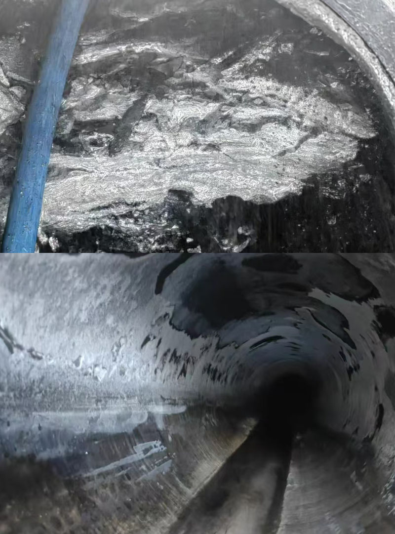 气化排黑管线到水洗塔夸空管线清洗对比
